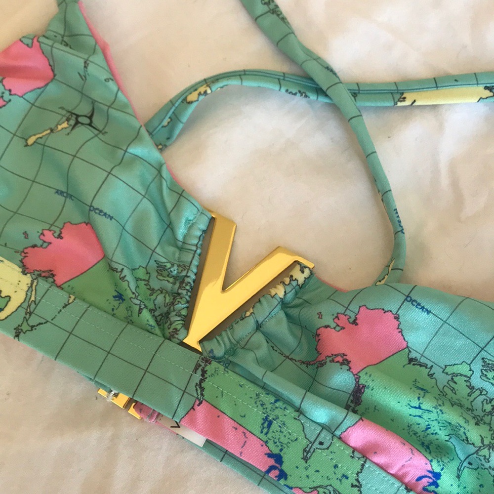 Voyage NWT Map Print Bikini Top